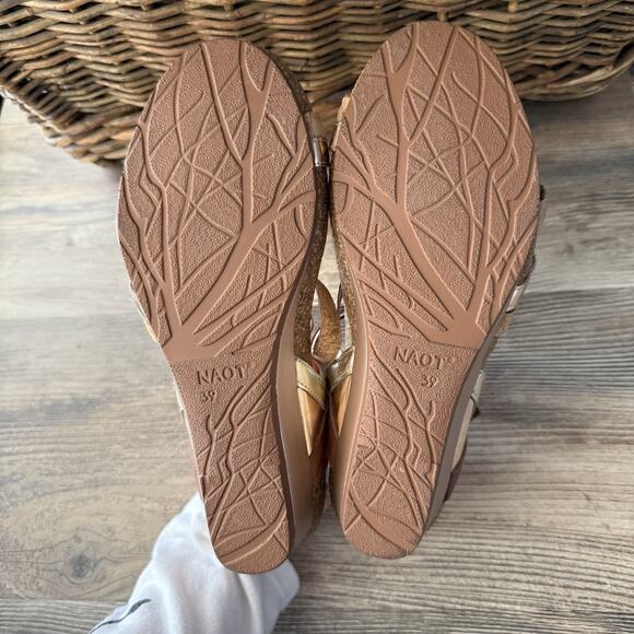 Naot Hero Wedge Sandals Women’s 39 (US 8) – Leather Strappy Cork Footbed Comfort - Picture 5 of 7